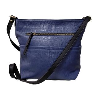 Valentina Blue Genuine Leather Medium Crossbody Bag Shoulder Bag